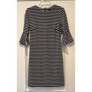 Banana Republic Dress Size 4 Womens Black And White Striped With Ruffle Sleeve